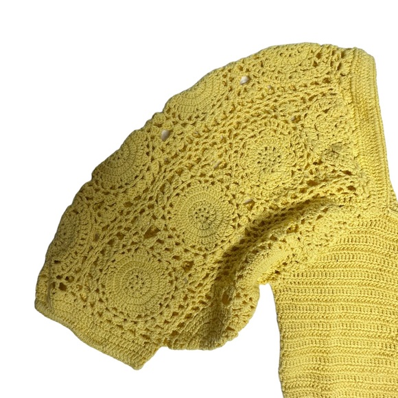 NWT Spell Let The Sunshine In Crochet Mini Dress in Lemon s - Picture 13 of 16